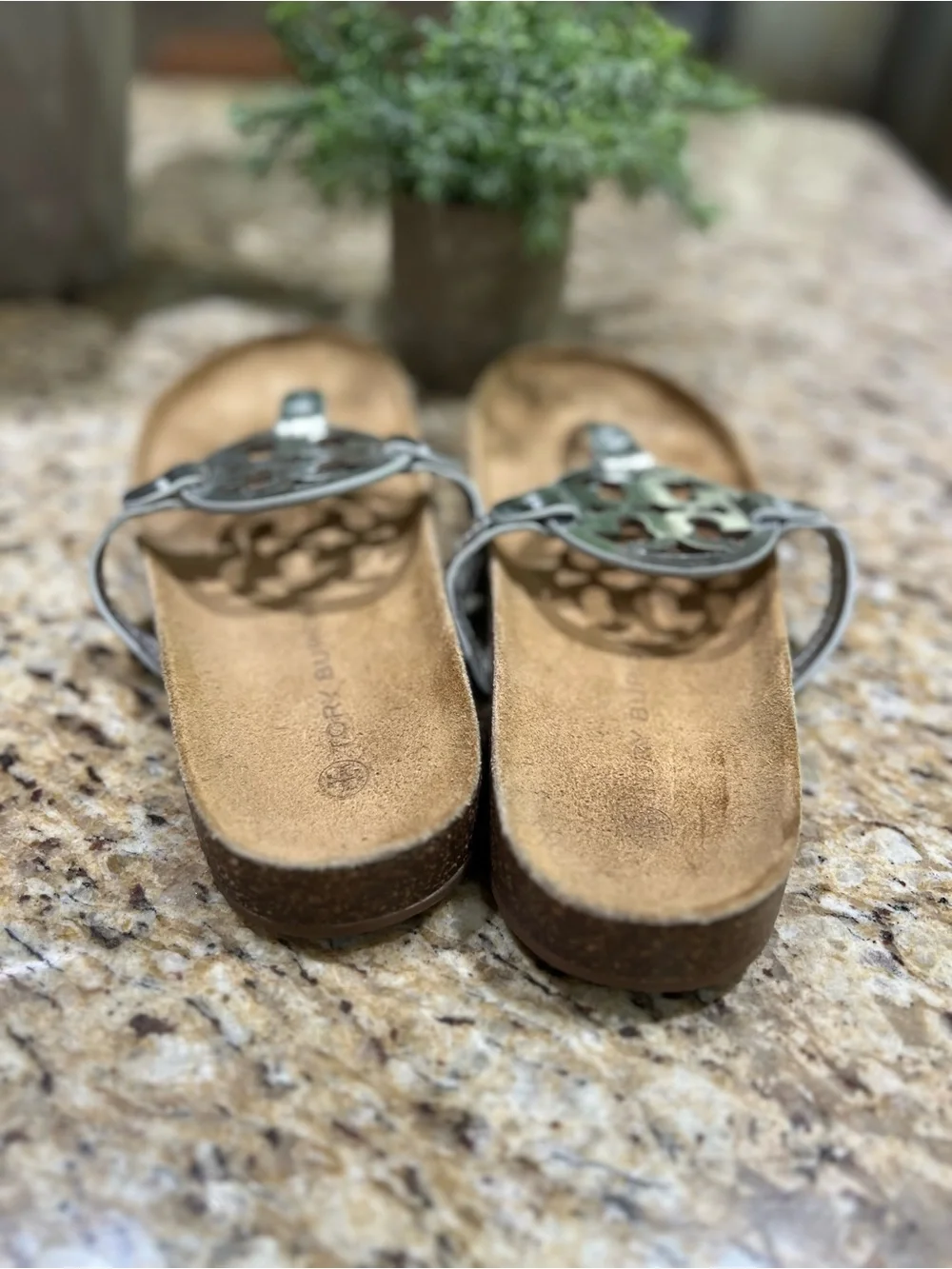 Tory Burch Miller Cloud Silver/Natural Sandals 9.5M